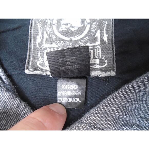 Metal Mulisha Button Shirt Gray Mens Biker Grunge Motorcycle Long Sleeve Size M - Picture 5 of 12